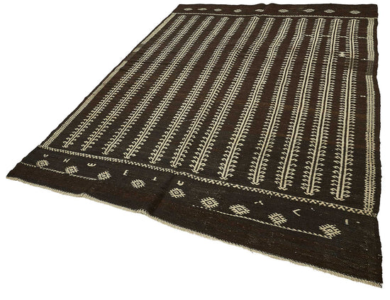7x9 Vintage Turkish Goat Hair Kilim Rug - 51283