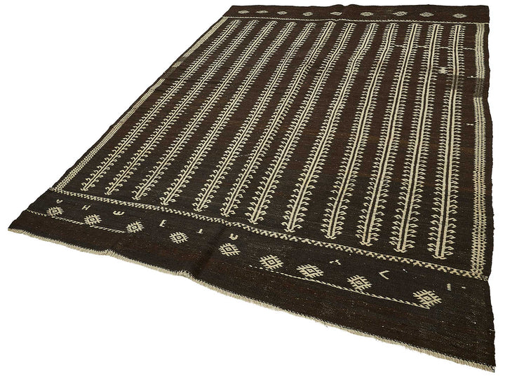 7x9 Vintage Turkish Goat Hair Kilim Rug - 51283