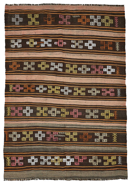 6x9 Vintage Turkish Goat Hair Kilim Rug - 51286