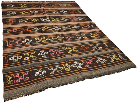 6x9 Vintage Turkish Goat Hair Kilim Rug - 51286