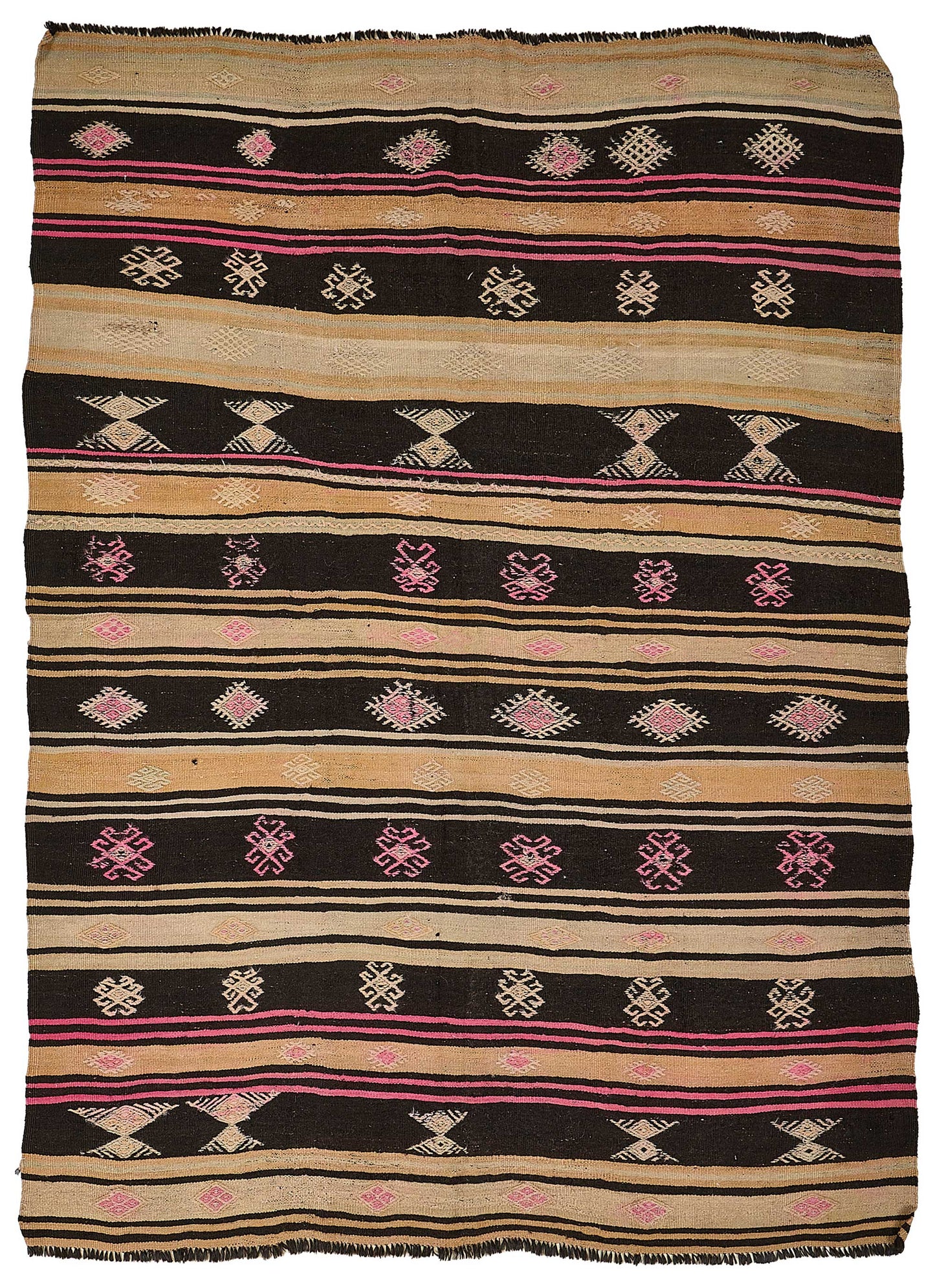 7x9 Vintage Turkish Goat Hair Kilim Rug - 51288