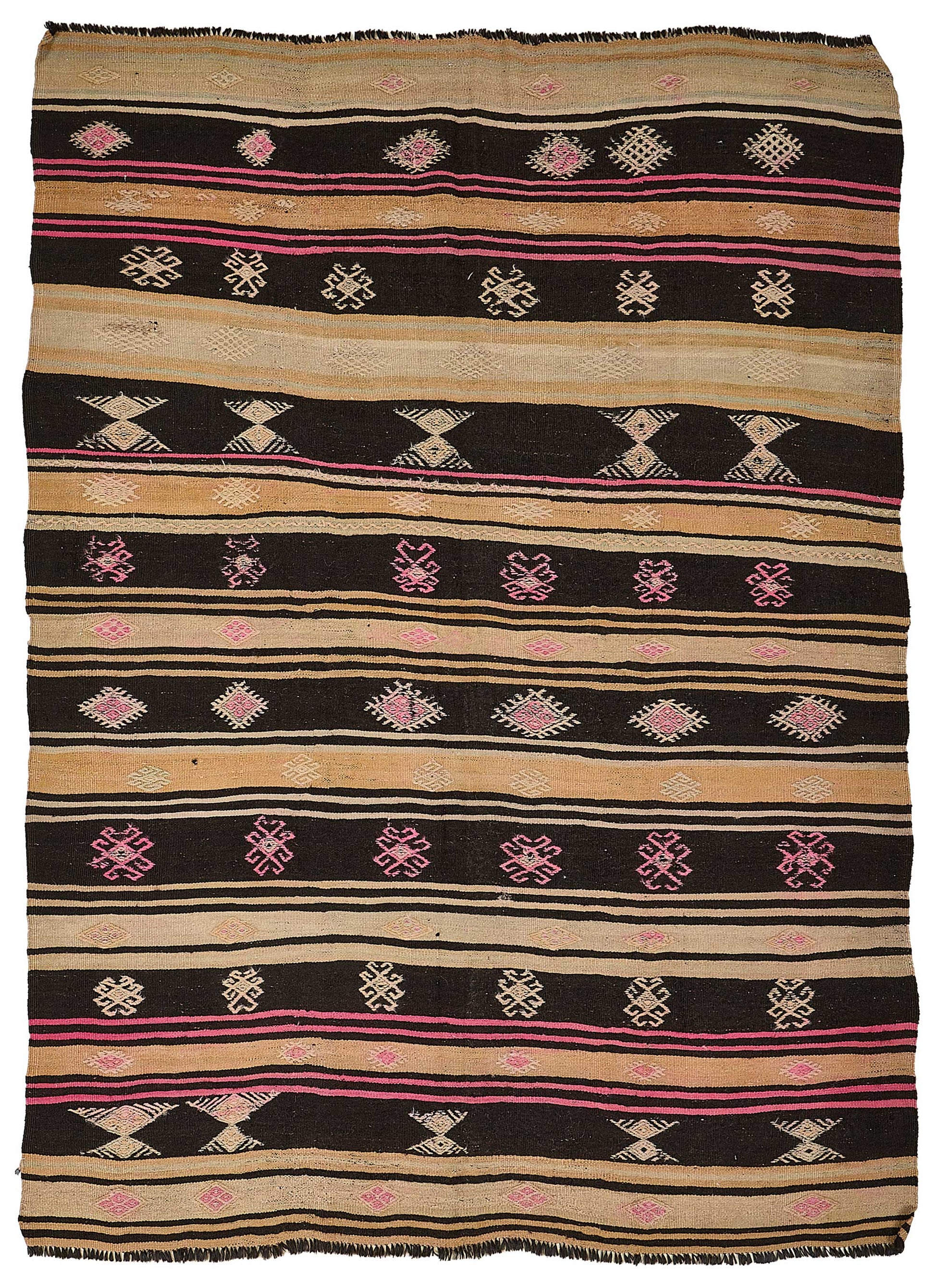 7x9 Vintage Turkish Goat Hair Kilim Rug - 51288