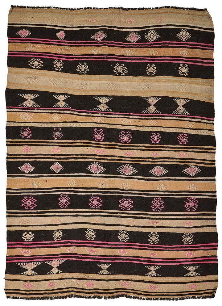 7x9 Vintage Turkish Goat Hair Kilim Rug - 51288