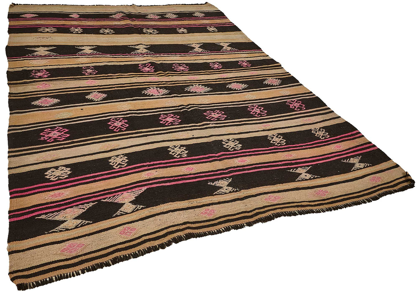7x9 Vintage Turkish Goat Hair Kilim Rug - 51288