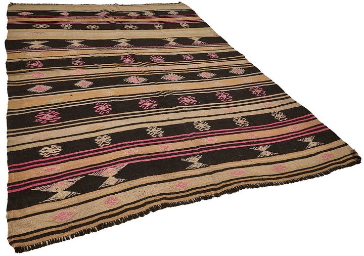 7x9 Vintage Turkish Goat Hair Kilim Rug - 51288