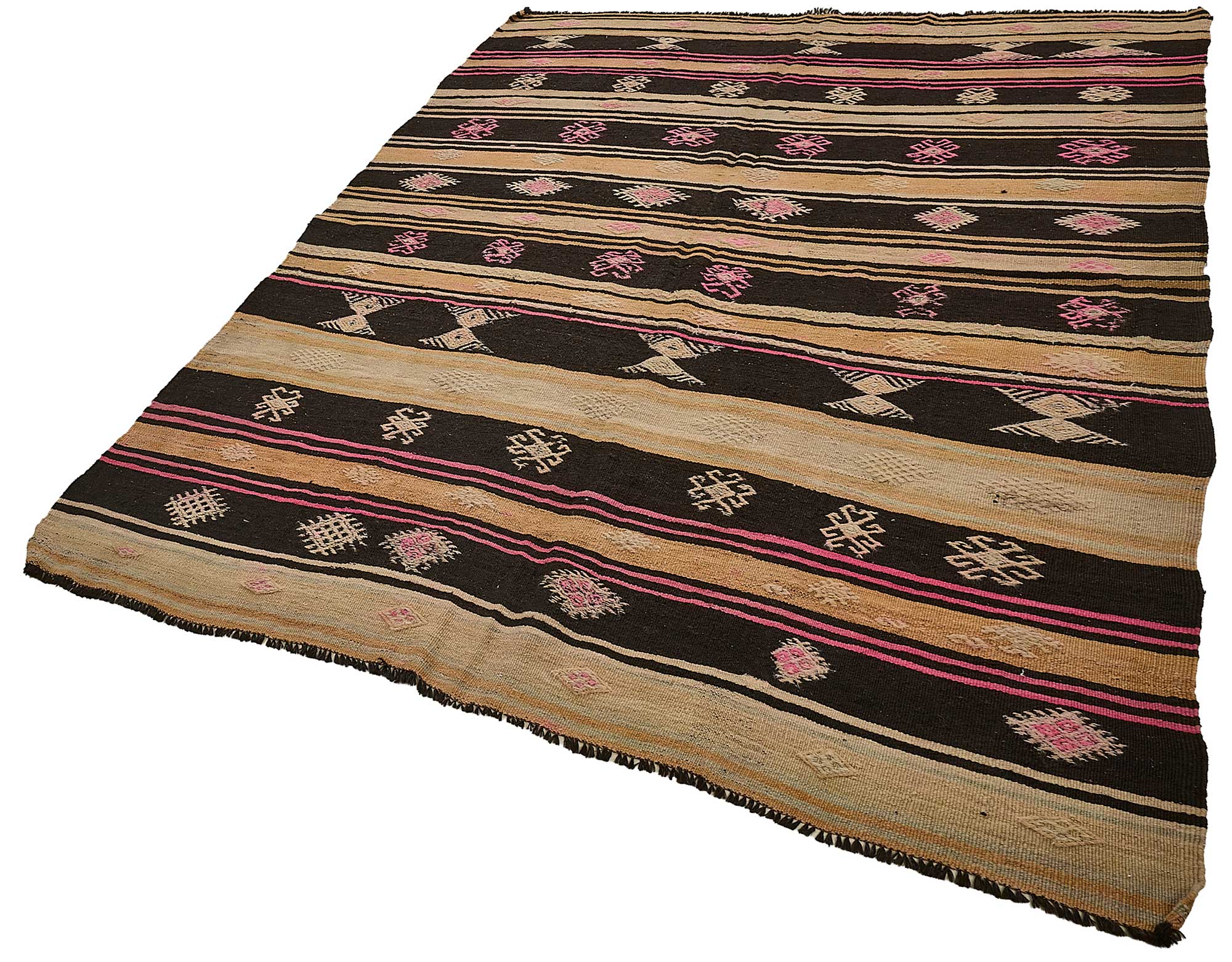 7x9 Vintage Turkish Goat Hair Kilim Rug - 51288