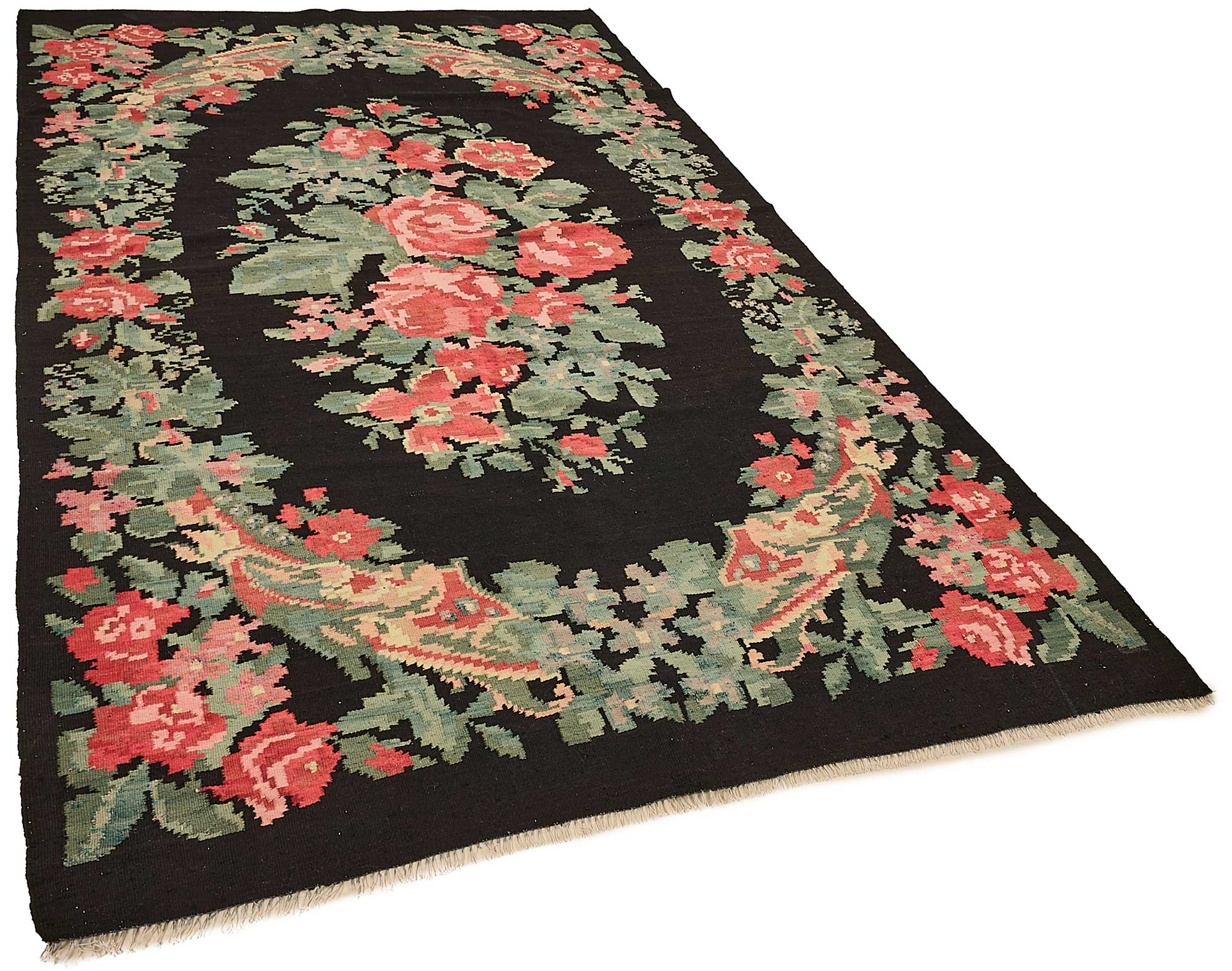 5x9 Black Vintage Moldovan Kilim Rug - 51289