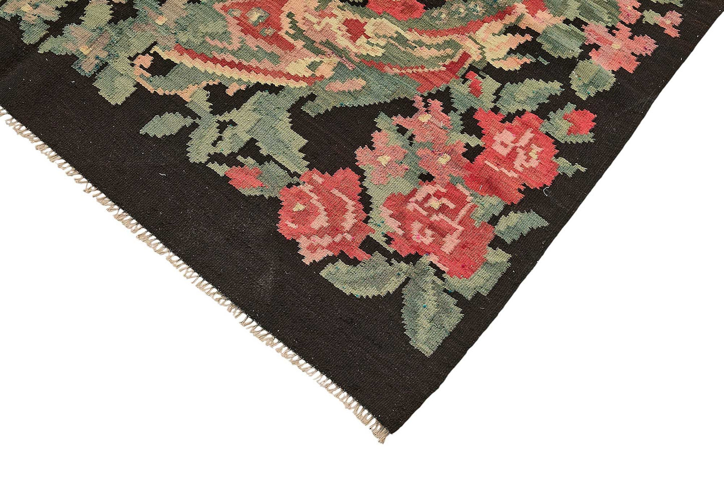 5x9 Black Vintage Moldovan Kilim Rug - 51289