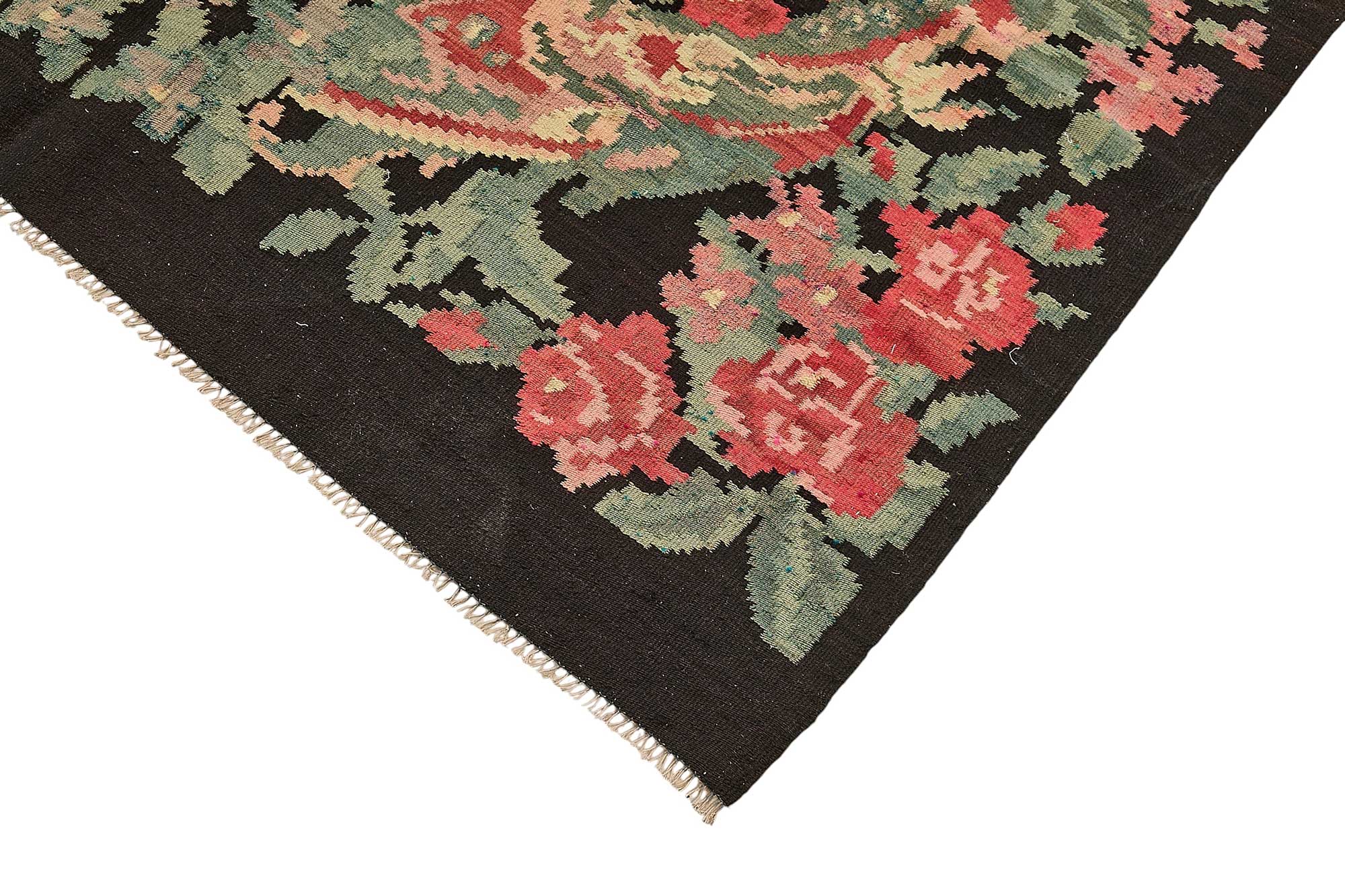 5x9 Black Vintage Moldovan Kilim Rug - 51289
