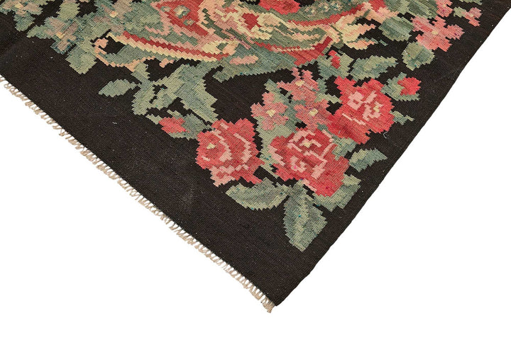 5x9 Black Vintage Moldovan Kilim Rug - 51289