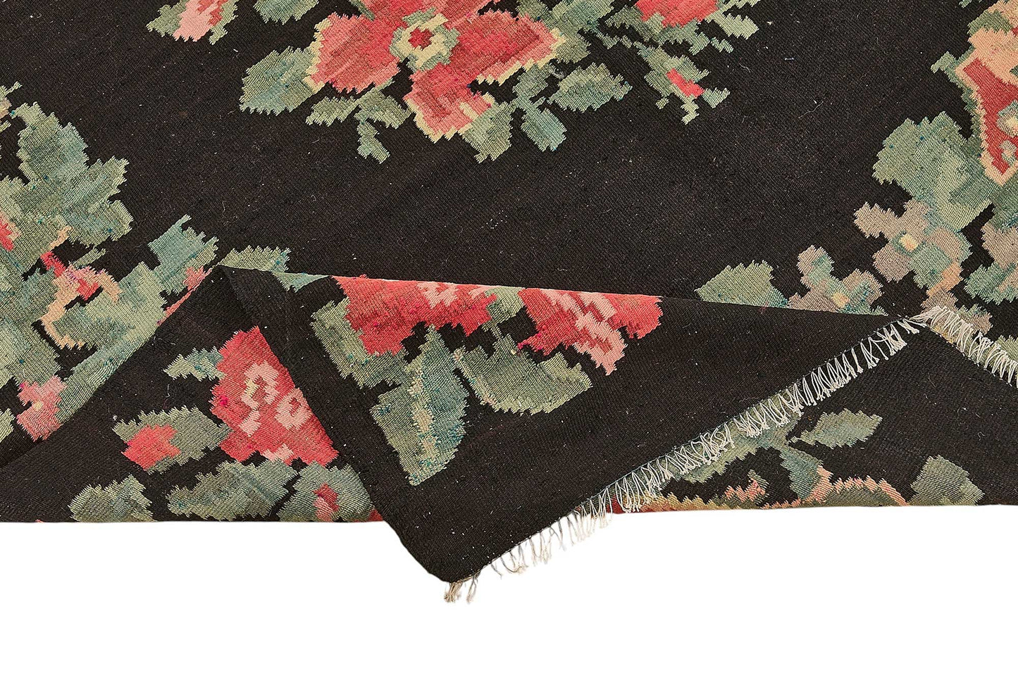 5x9 Black Vintage Moldovan Kilim Rug - 51289