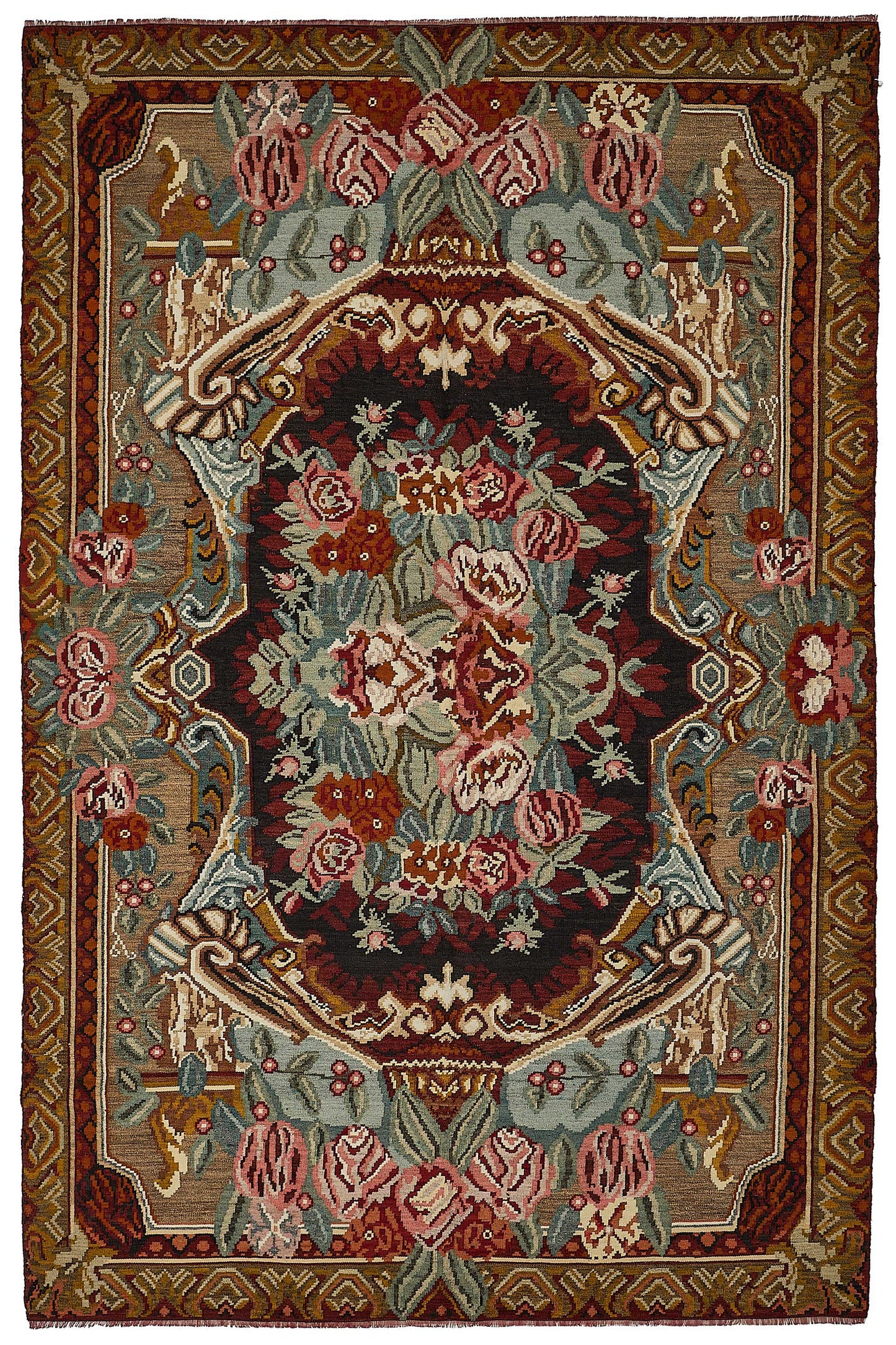 7x10 Brown Vintage Moldovan Kilim Rug - 51290