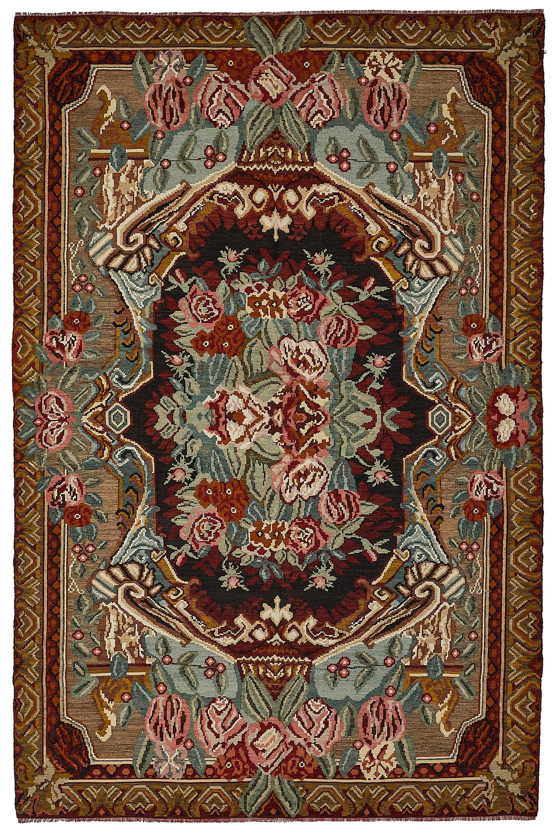 7x10 Brown Vintage Moldovan Kilim Rug - 51290