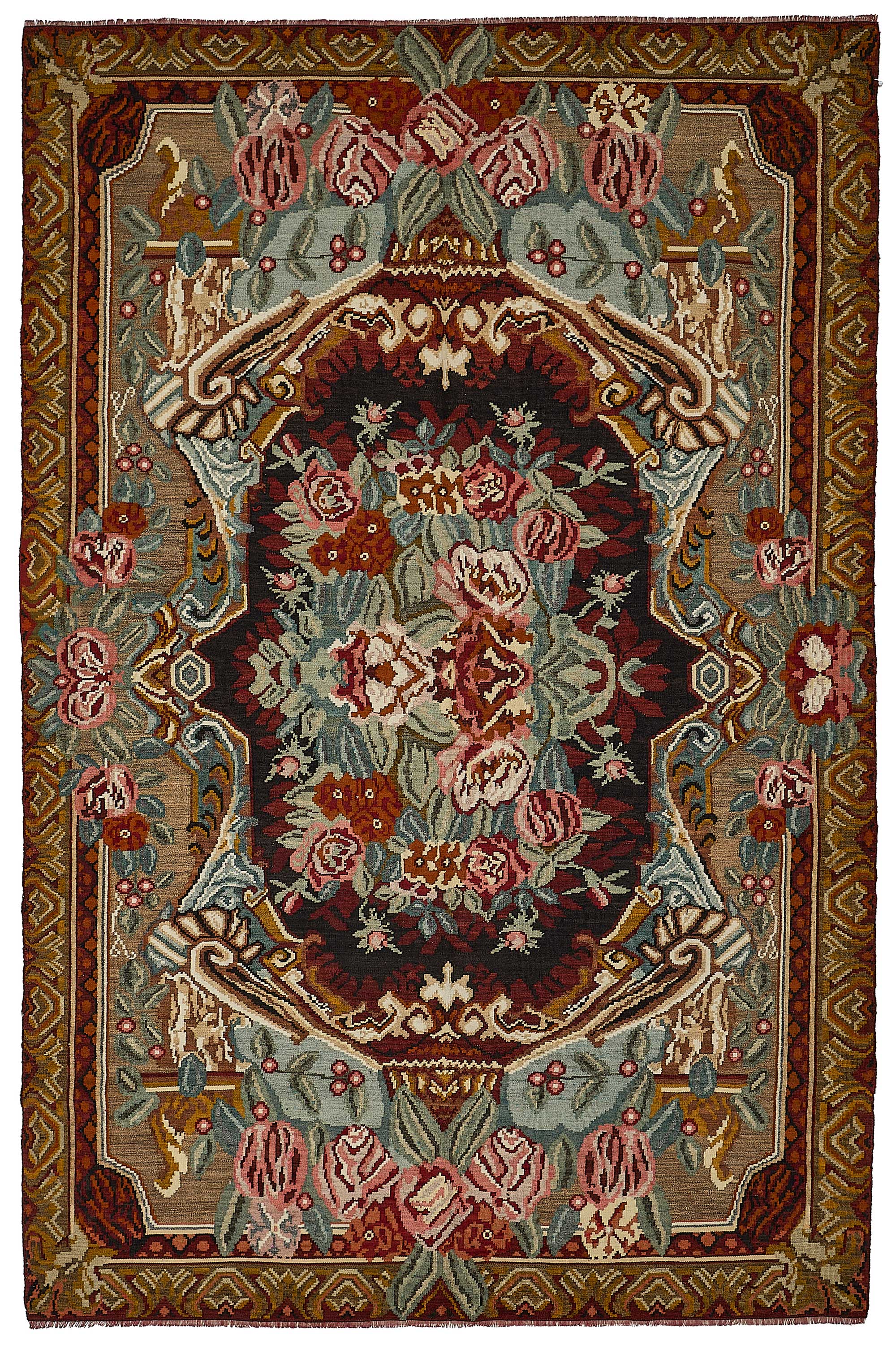 7x10 Brown Vintage Moldovan Kilim Rug - 51290