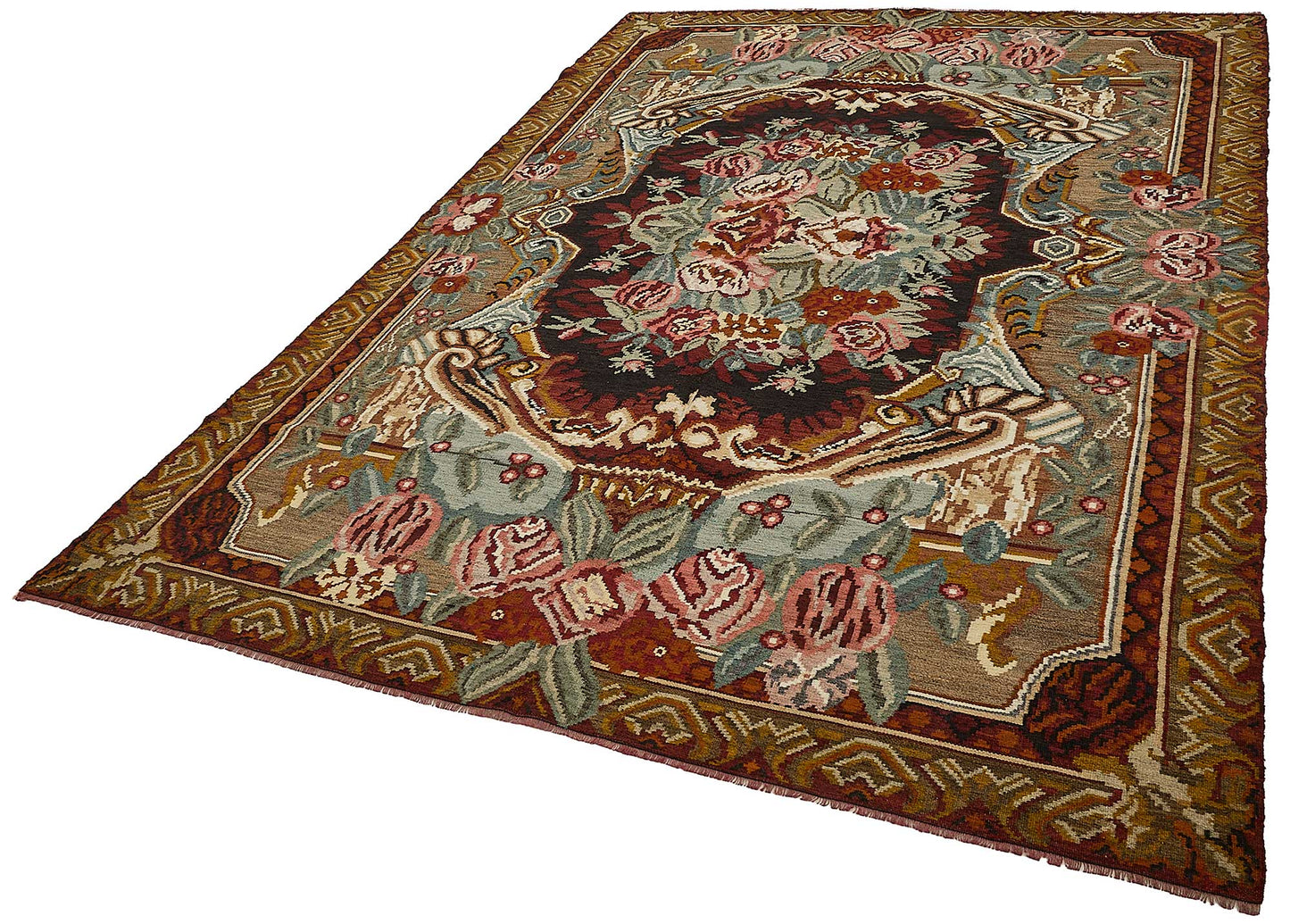 7x10 Brown Vintage Moldovan Kilim Rug - 51290