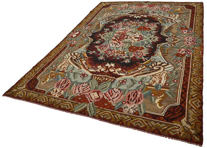 7x10 Brown Vintage Moldovan Kilim Rug - 51290