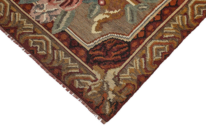 7x10 Brown Vintage Moldovan Kilim Rug - 51290