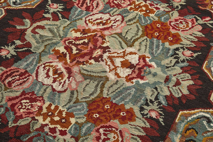 7x10 Brown Vintage Moldovan Kilim Rug - 51290