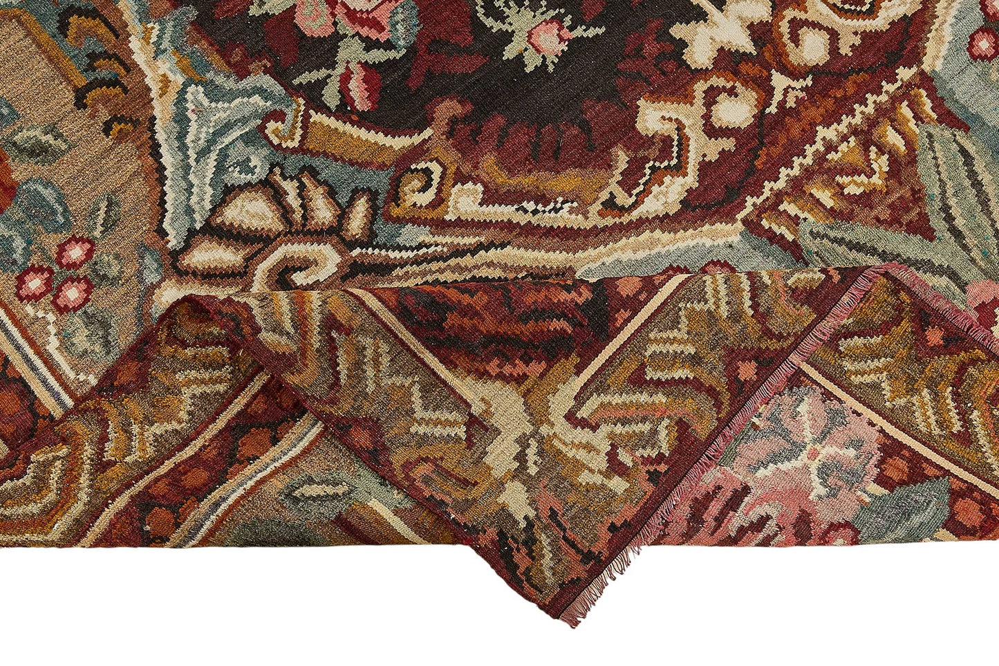 7x10 Brown Vintage Moldovan Kilim Rug - 51290