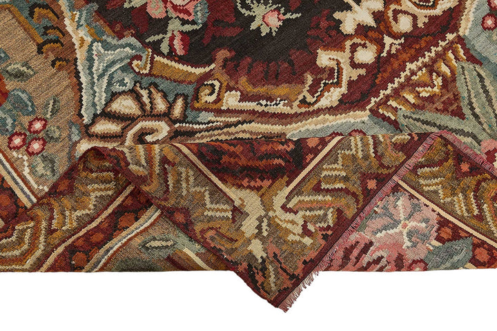 7x10 Brown Vintage Moldovan Kilim Rug - 51290