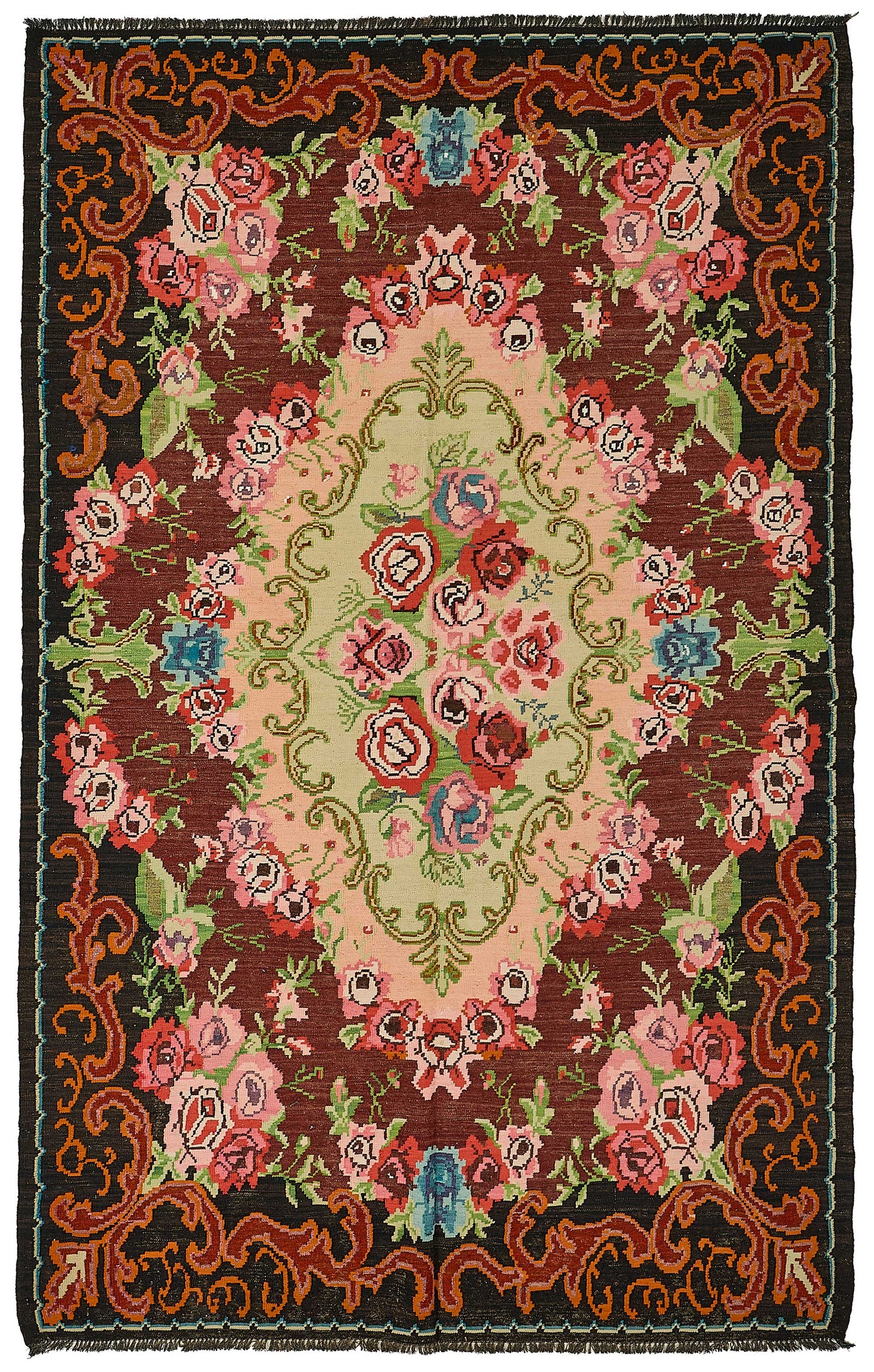 6x10 Black Vintage Moldovan Kilim Rug - 51294