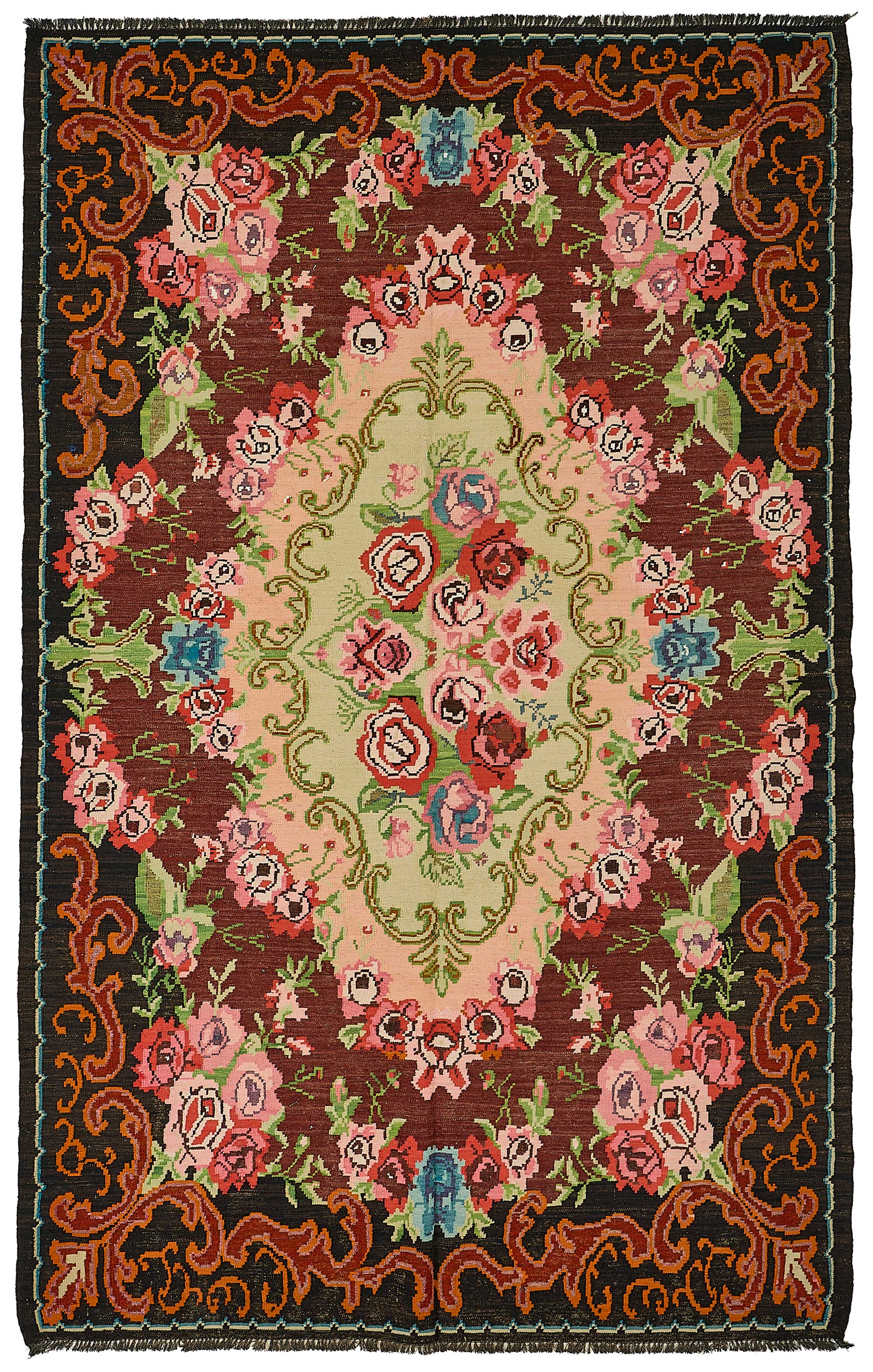 6x10 Black Vintage Moldovan Kilim Rug - 51294