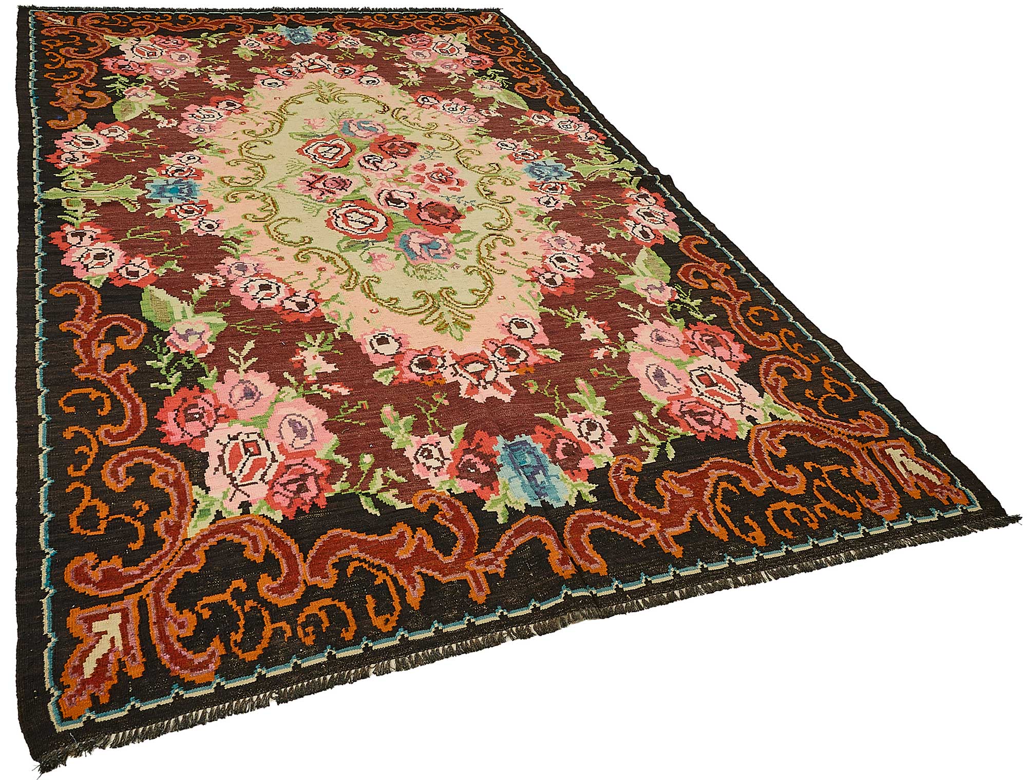6x10 Black Vintage Moldovan Kilim Rug - 51294