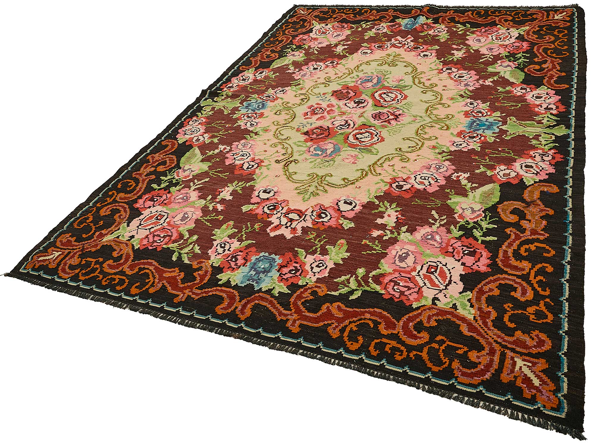 6x10 Black Vintage Moldovan Kilim Rug - 51294