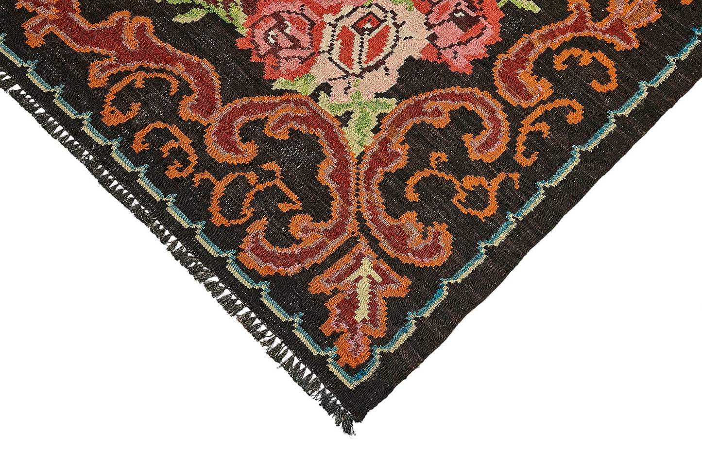 6x10 Black Vintage Moldovan Kilim Rug - 51294