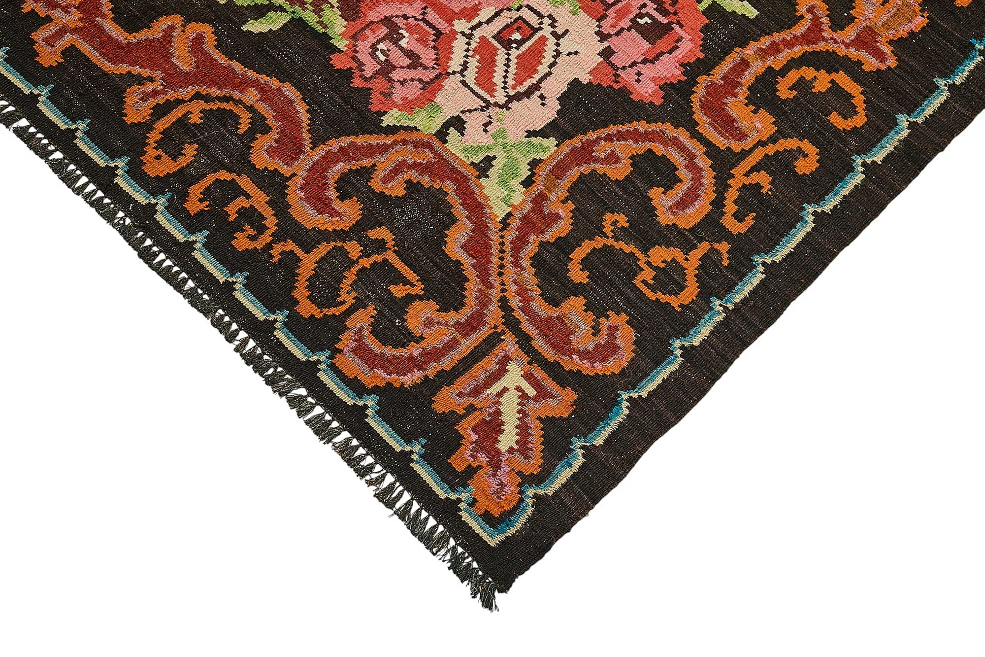 6x10 Black Vintage Moldovan Kilim Rug - 51294