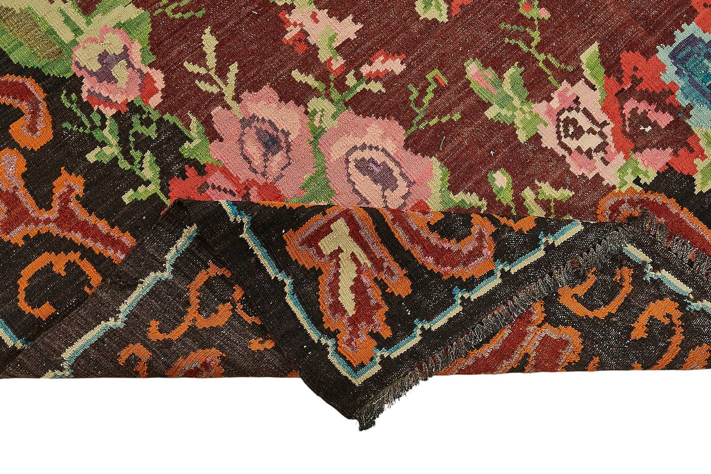 6x10 Black Vintage Moldovan Kilim Rug - 51294