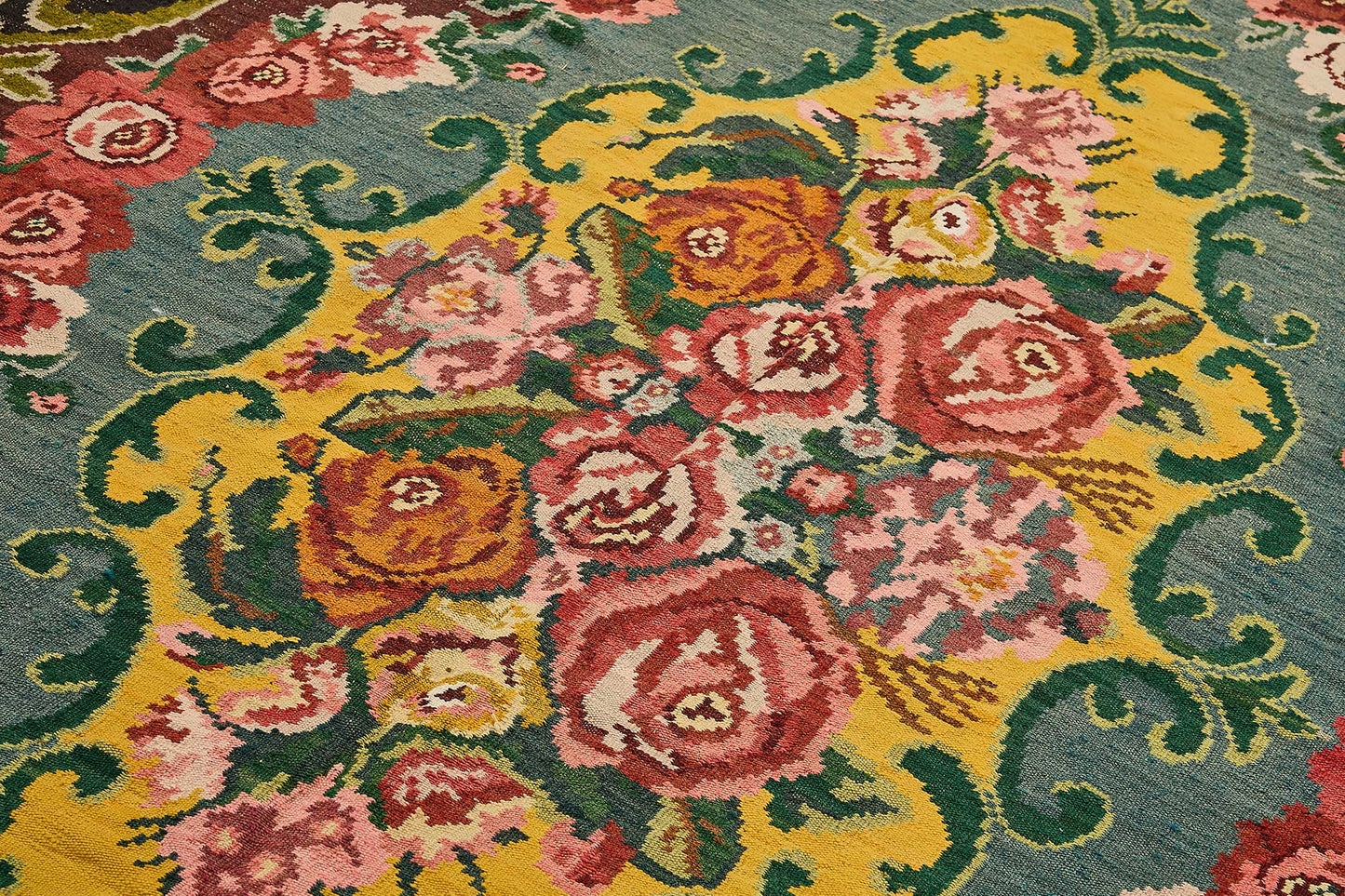 7x11 Black Vintage Moldovan Kilim Rug - 51295