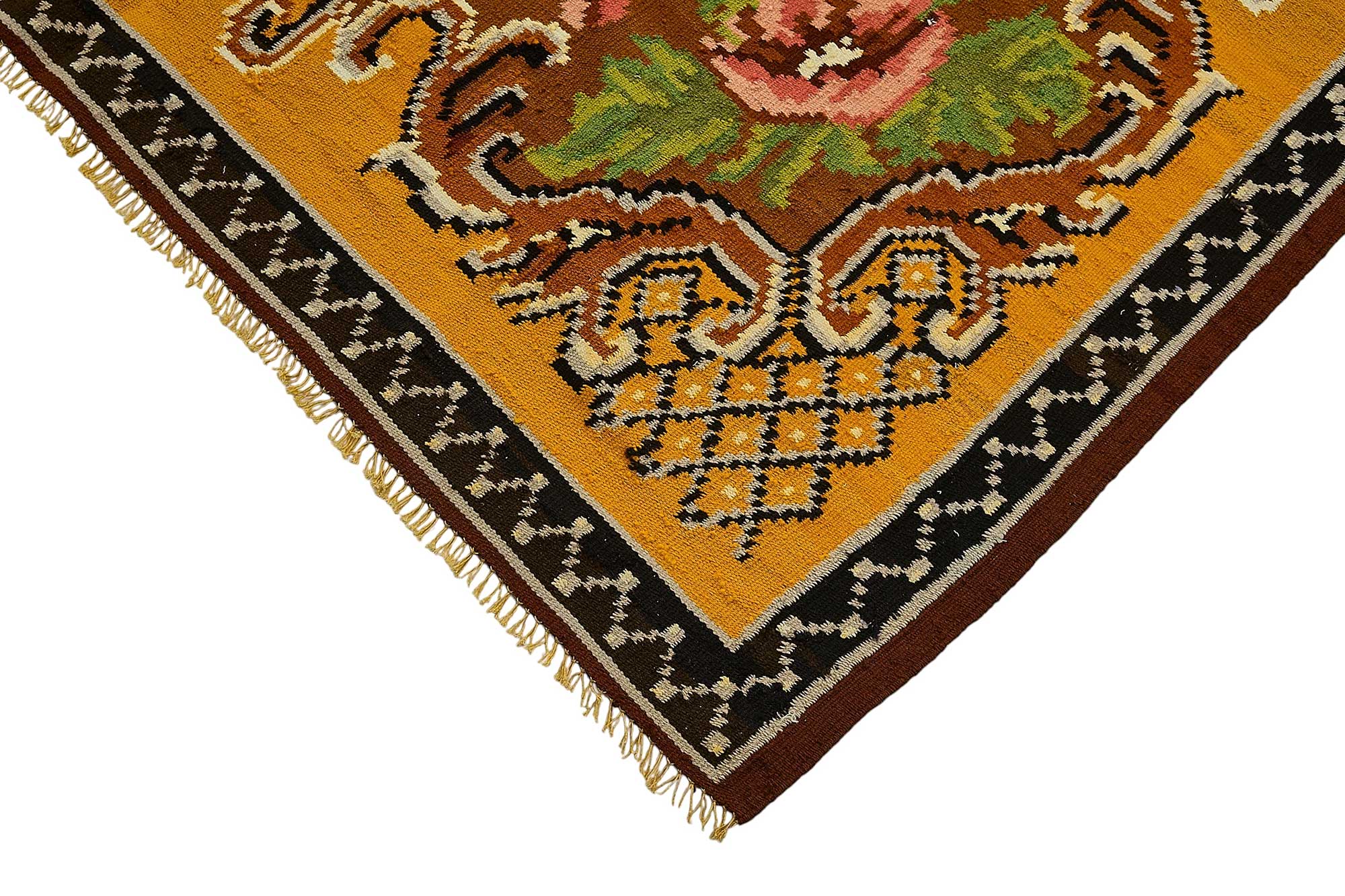 6x9 Yellow Vintage Moldovan Kilim Rug - 51296