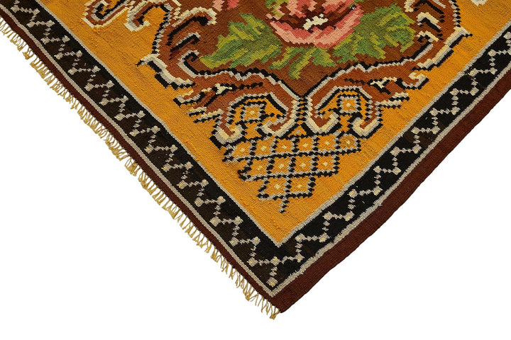 6x9 Yellow Vintage Moldovan Kilim Rug - 51296