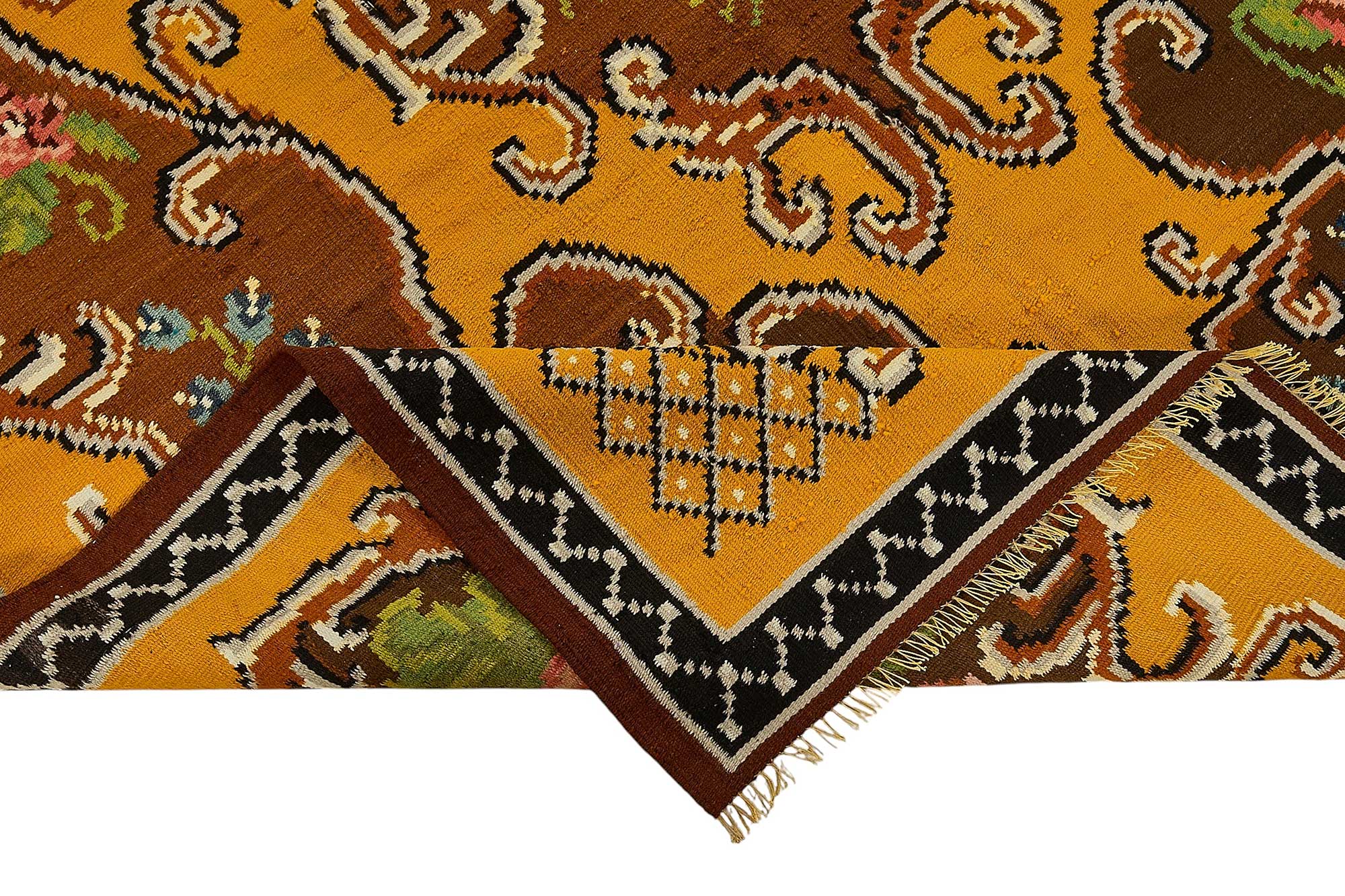 6x9 Yellow Vintage Moldovan Kilim Rug - 51296
