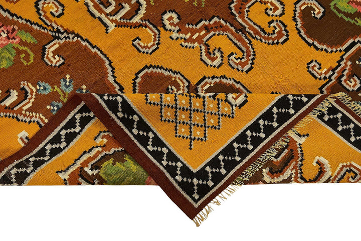 6x9 Yellow Vintage Moldovan Kilim Rug - 51296