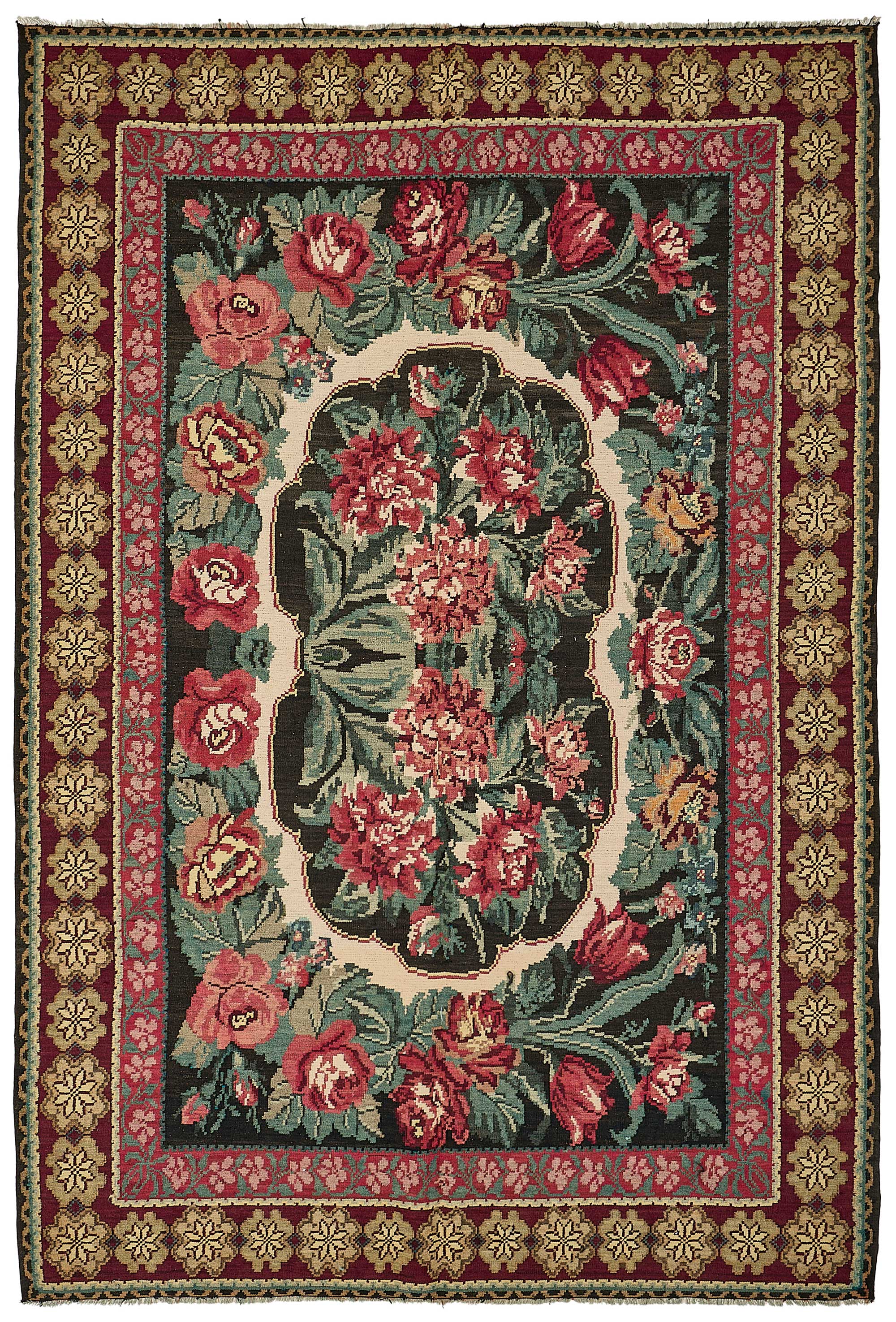 7x11 Red Vintage Moldovan Kilim Rug - 51297