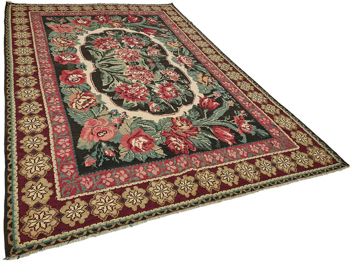 7x11 Red Vintage Moldovan Kilim Rug - 51297