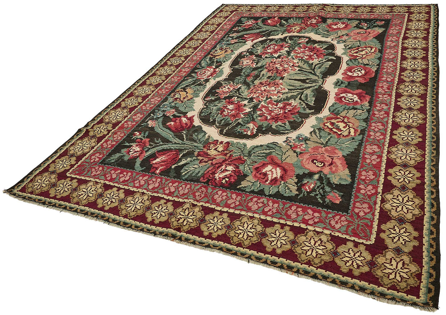 7x11 Red Vintage Moldovan Kilim Rug - 51297