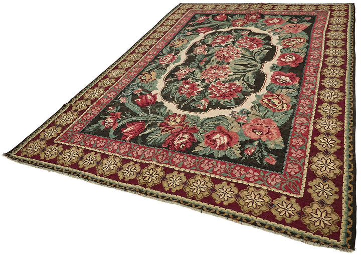7x11 Red Vintage Moldovan Kilim Rug - 51297