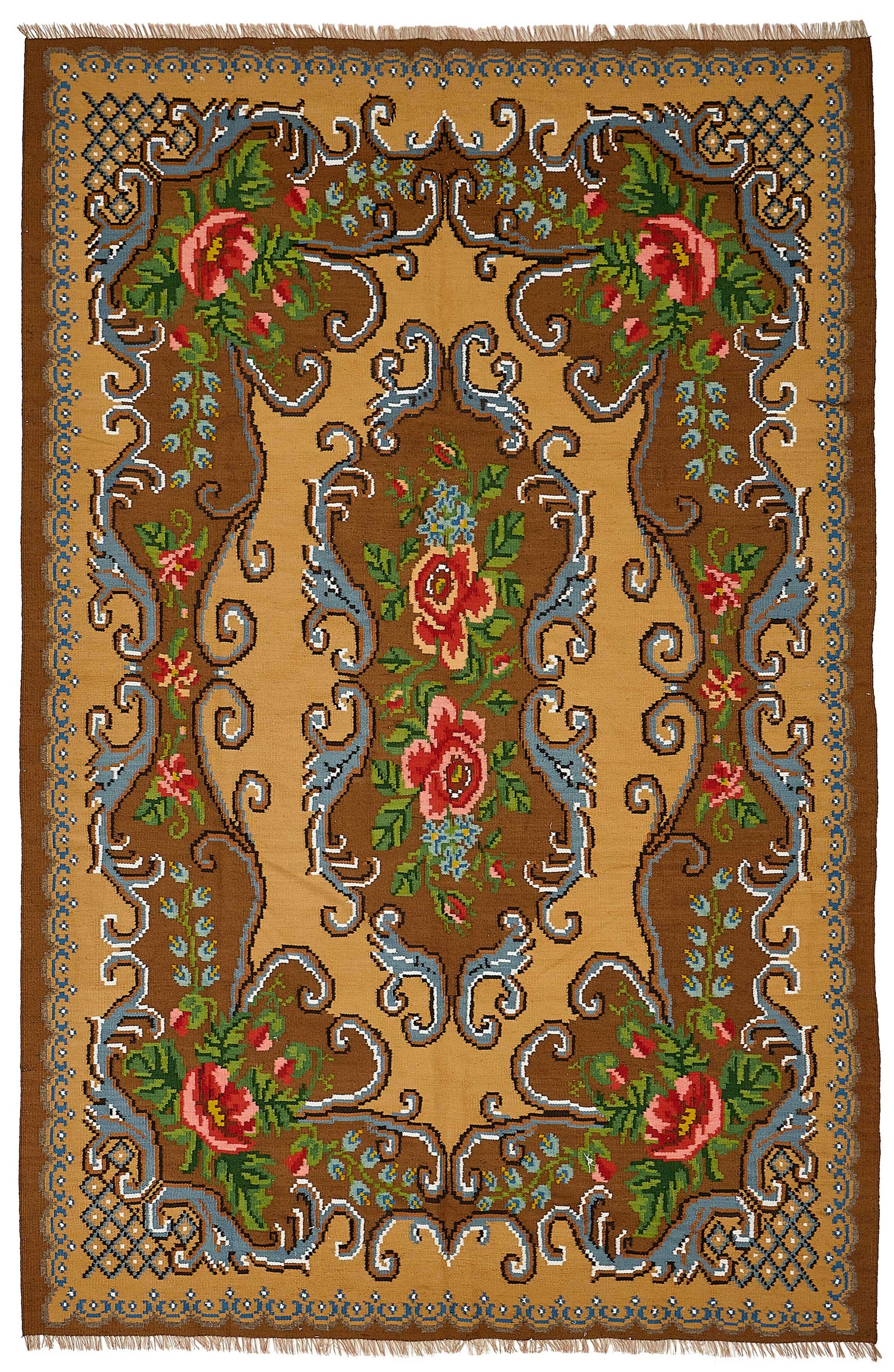 6x9 Brown Vintage Moldovan Kilim Rug - 51298