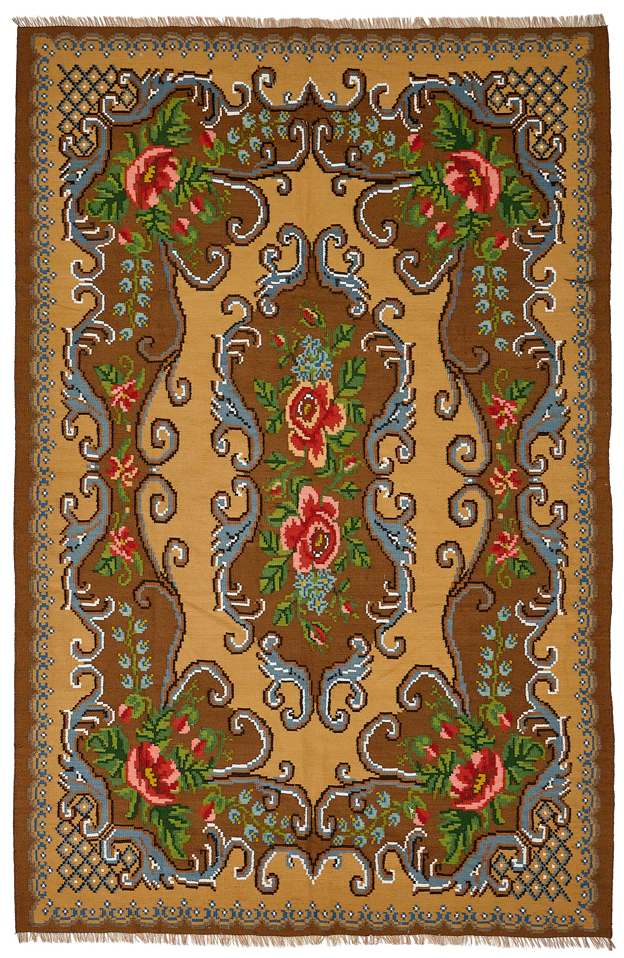6x9 Brown Vintage Moldovan Kilim Rug - 51298