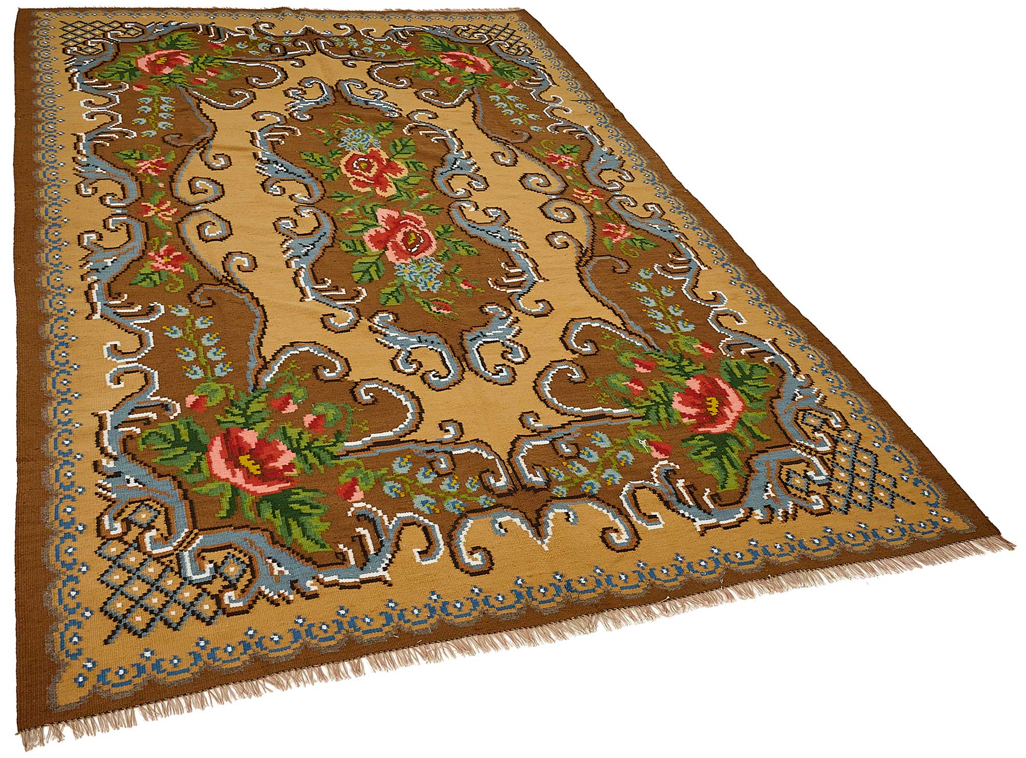 6x9 Brown Vintage Moldovan Kilim Rug - 51298