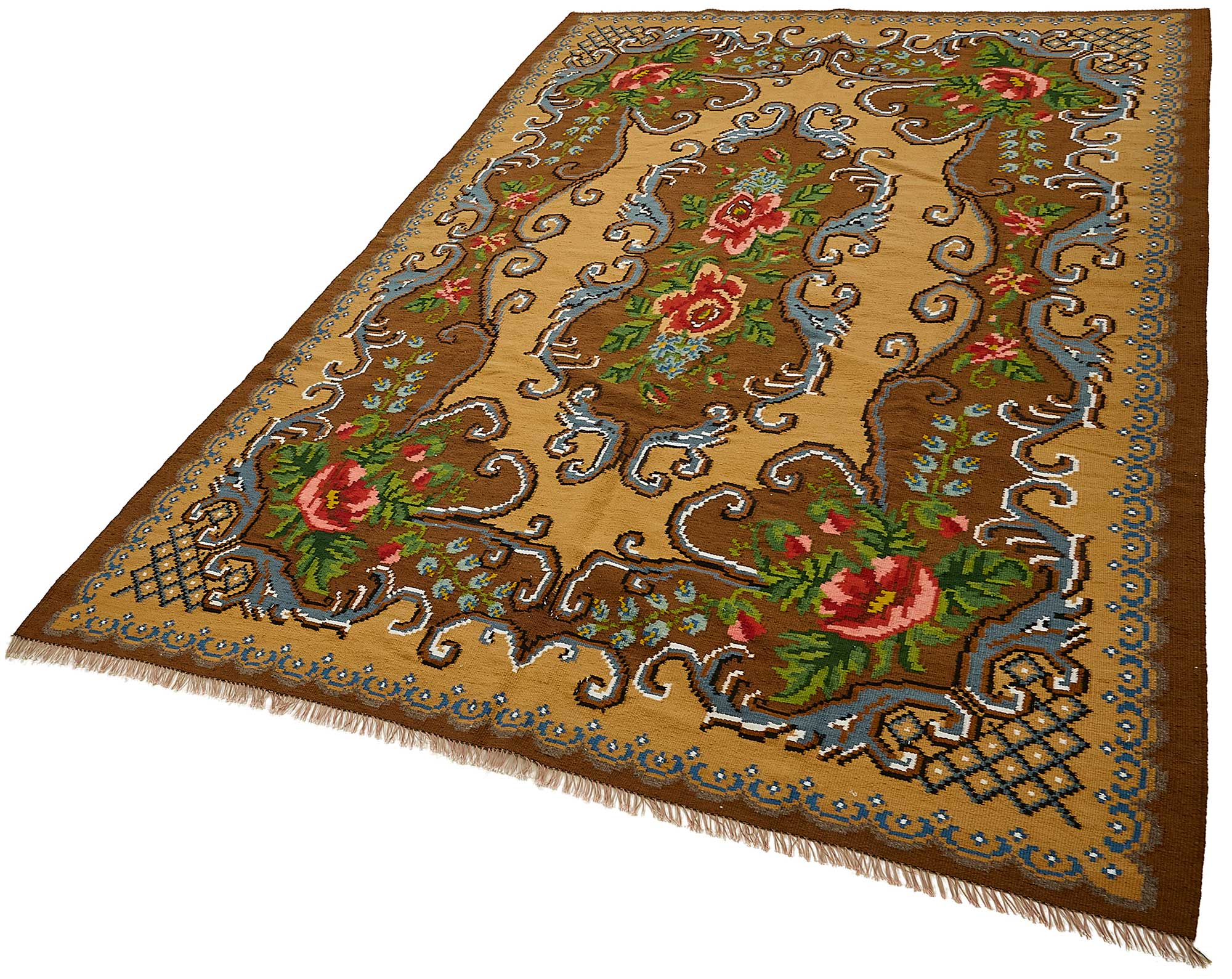 6x9 Brown Vintage Moldovan Kilim Rug - 51298