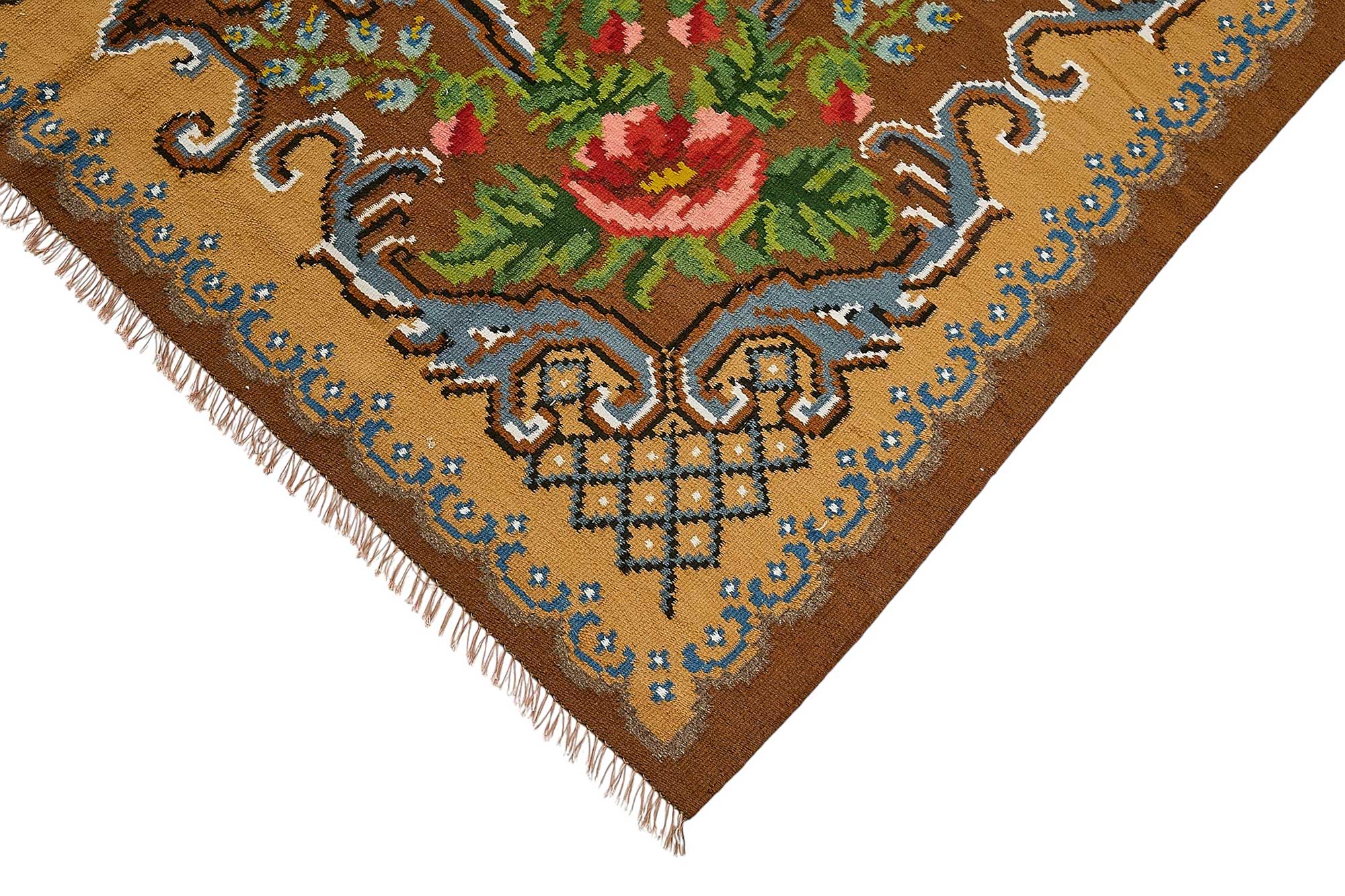 6x9 Brown Vintage Moldovan Kilim Rug - 51298