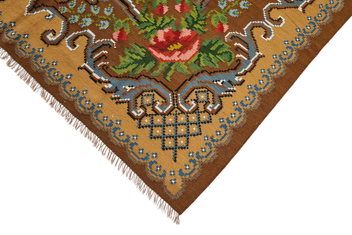 6x9 Brown Vintage Moldovan Kilim Rug - 51298