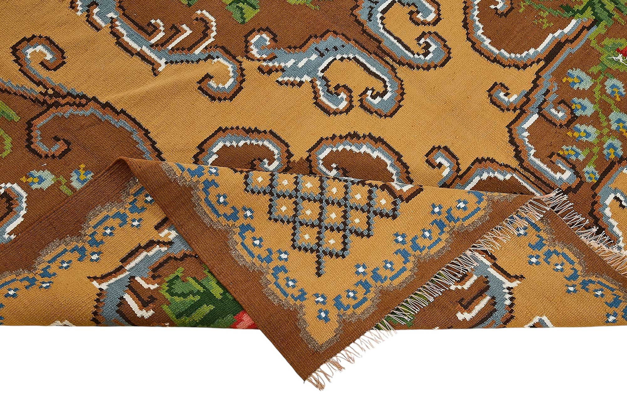 6x9 Brown Vintage Moldovan Kilim Rug - 51298