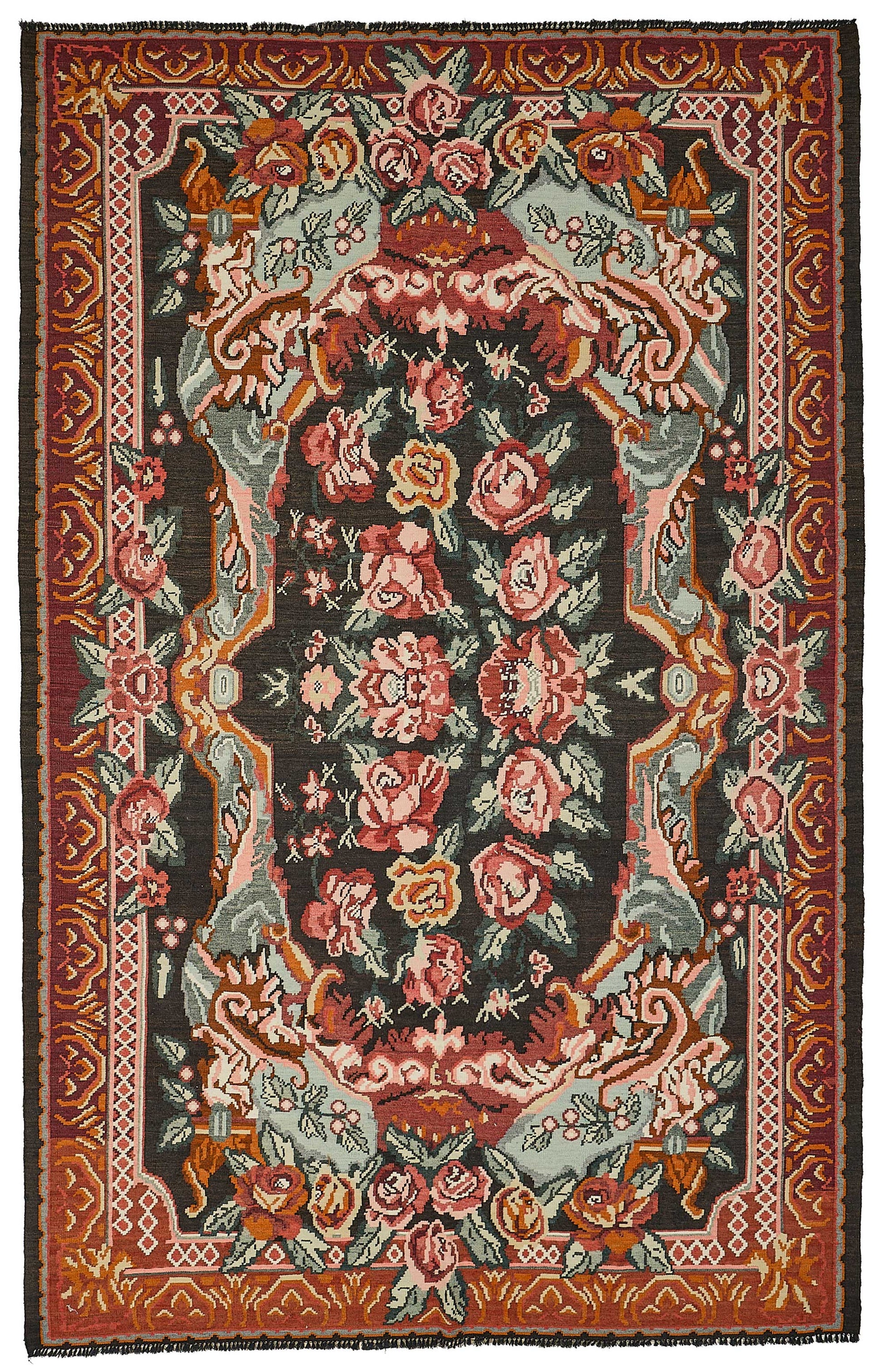 7x11 Red Vintage Moldovan Kilim Rug - 51299
