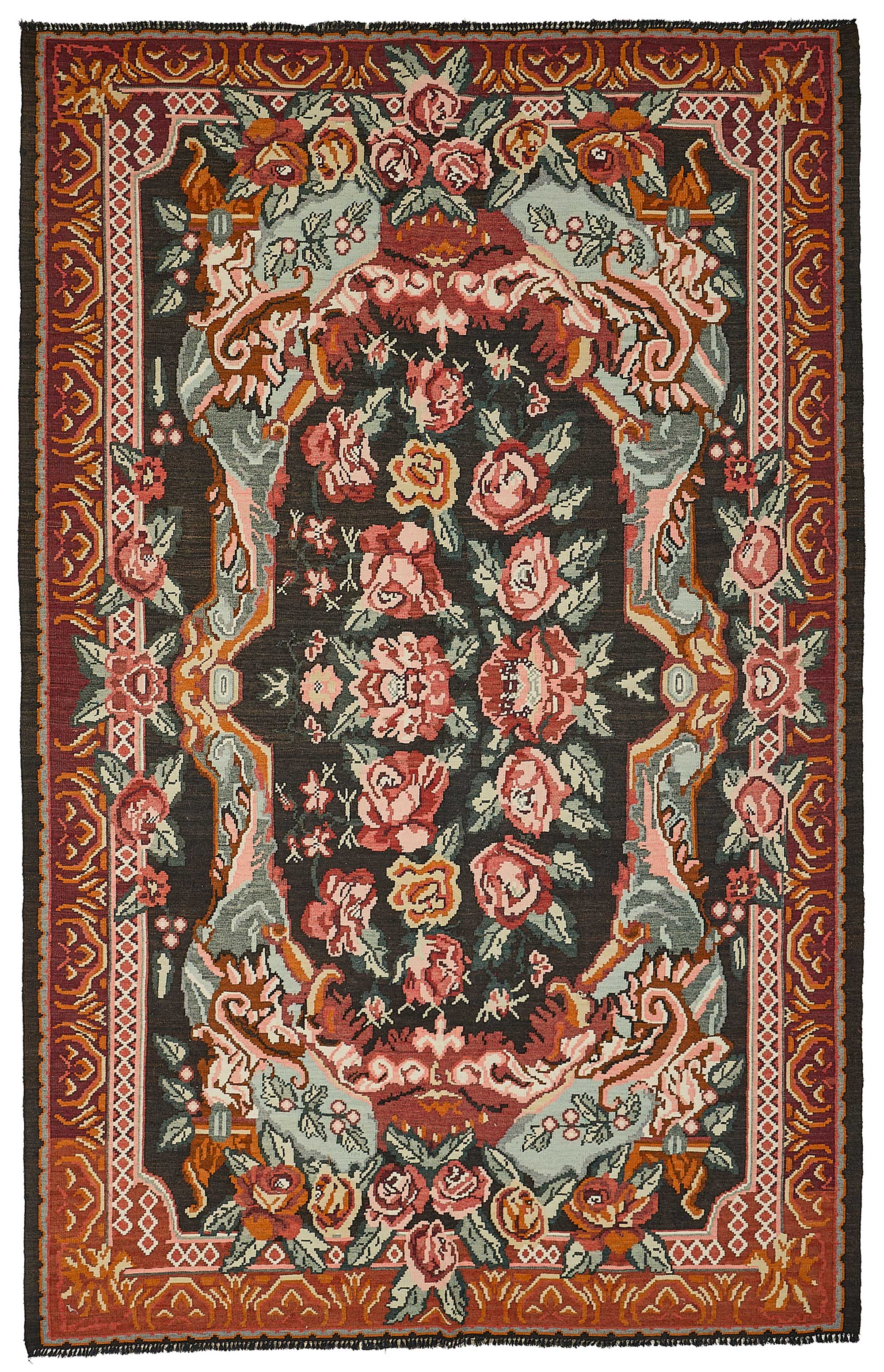 7x11 Red Vintage Moldovan Kilim Rug - 51299