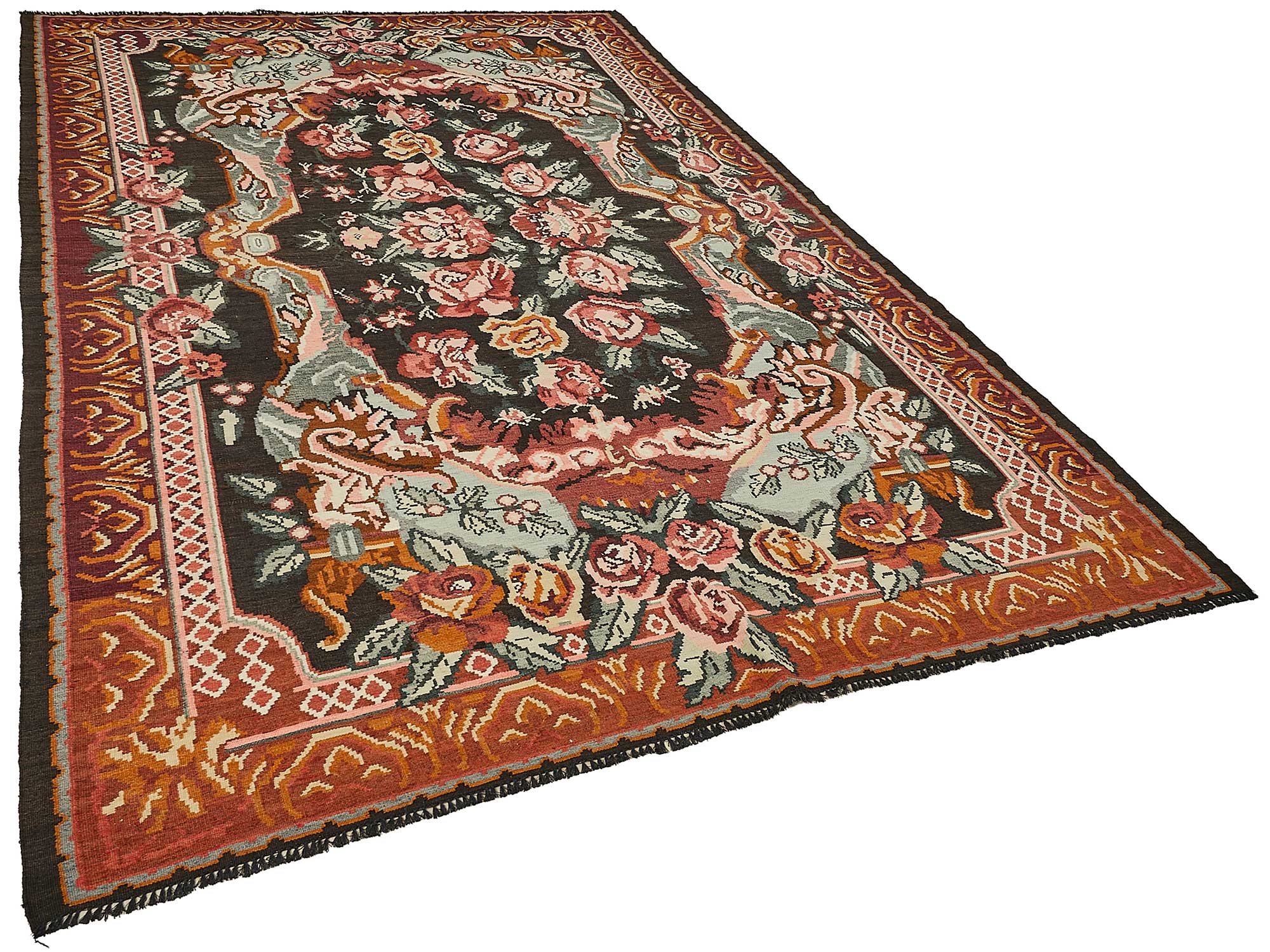 7x11 Red Vintage Moldovan Kilim Rug - 51299